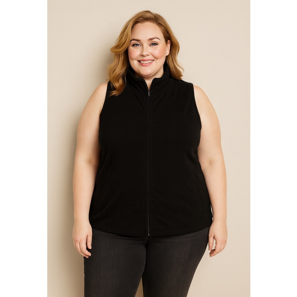 Talbots Vest Women‎ 2X Black Lightweight Full Zip Pockets Outdoors Preppy Casual